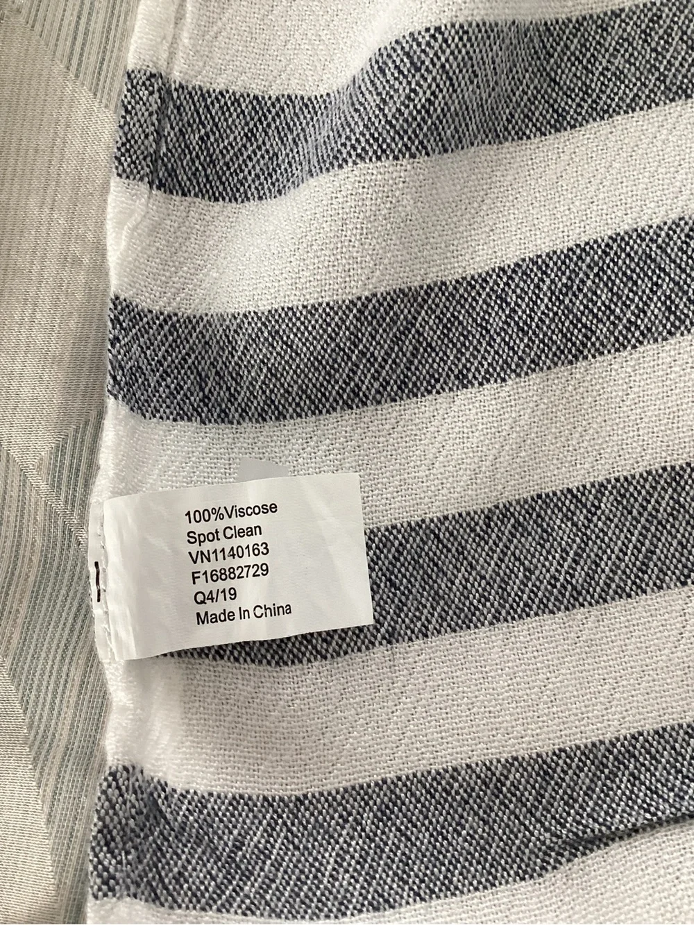Women’s Blue and White Striped Viscose Scarf